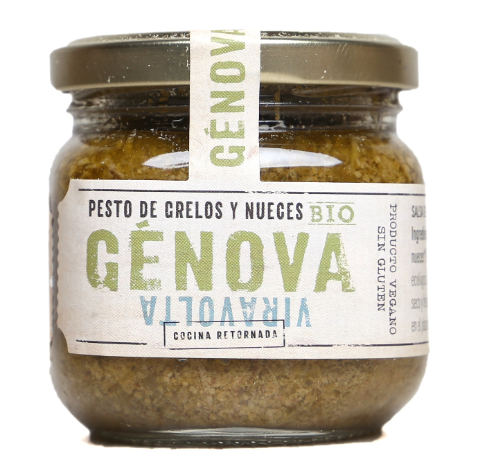 GÉNOVA VIRAVOLTA, PESTO ECOLÓGICO DE GRELOS Y NUECES